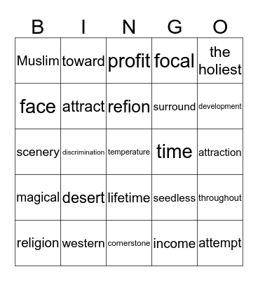 yeoul unit 20 Bingo Card