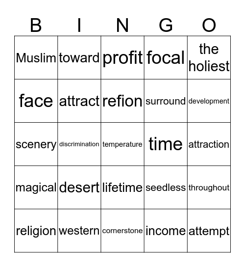 yeoul unit 20 Bingo Card