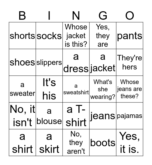 green unit 2 Bingo Card