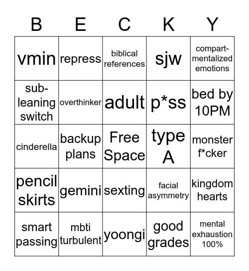 becky! Bingo Card