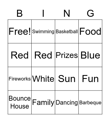 Fourth Of July Bingo Card