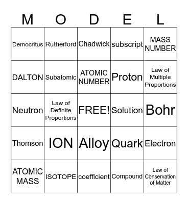 ATOMIC Bingo Card