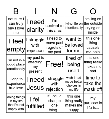 Who Am I Really? Bingo Card