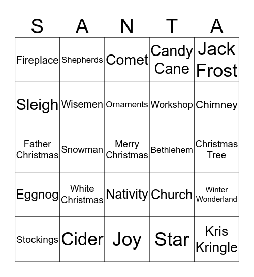 Santa Bingo Card