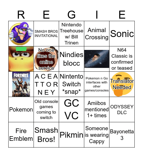 Nintendo: SAVE US PLEASE Edition Bingo Card