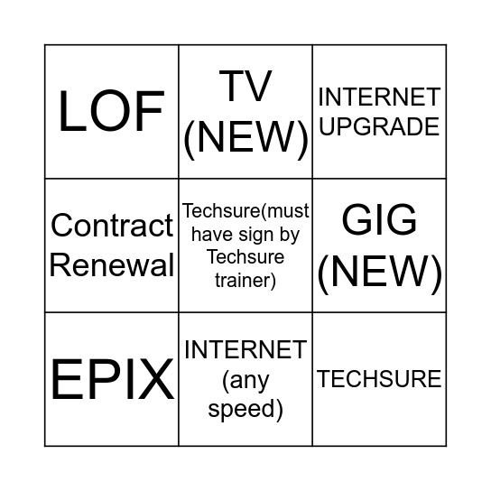 BINGO  Bingo Card