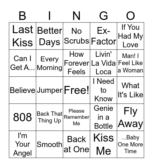 Mental Floss Music Bingo: Flashback 1999 Bingo Card