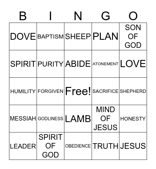 VBS Bingo Card