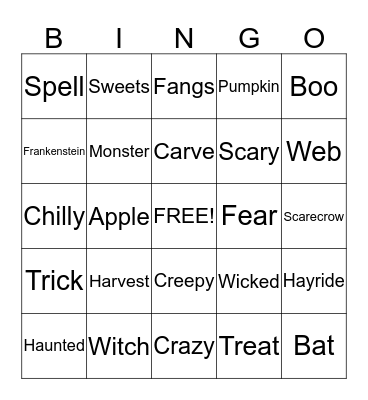 Halloween Bingo Card