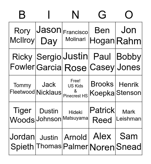 US Kids & Pinecrest High School Bingo Card