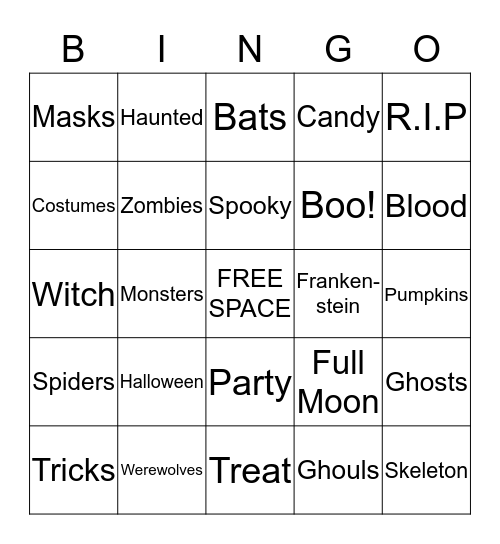 HALLOWEEN SPOOK Bingo Card