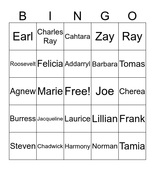 Swinney Family Reunion 2018 Bingo Card
