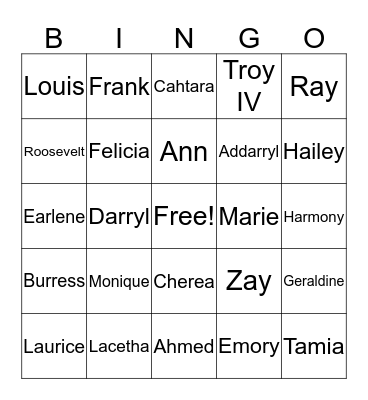 Swinney Family Reunion 2018 Bingo Card