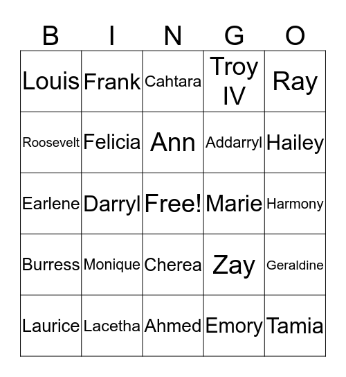 Swinney Family Reunion 2018 Bingo Card