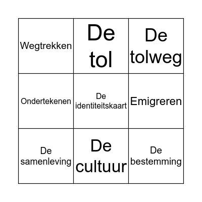 Reizen Bingo Card