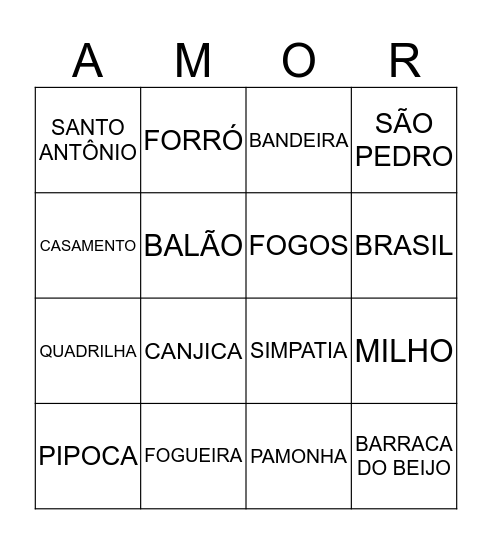 ARRAIÁ DOS OLIVEIRAS Bingo Card
