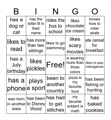 Getting to Know You Bingo! Bingo Card