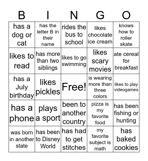 Getting to Know You Bingo! Bingo Card