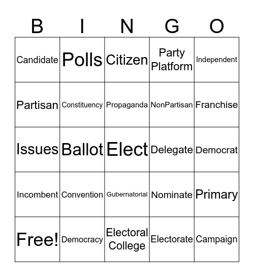 Election & Voting  Bingo Card