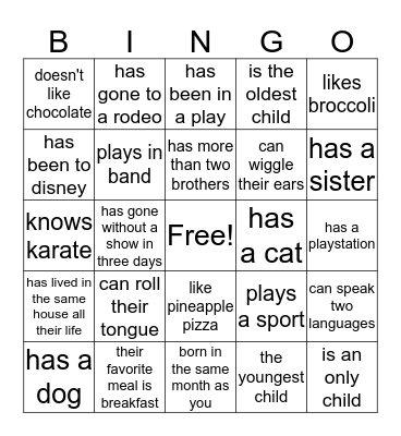 Ice Breaker Bingo Card