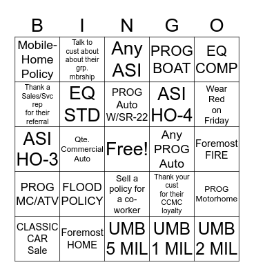Agency Services Bingo Card