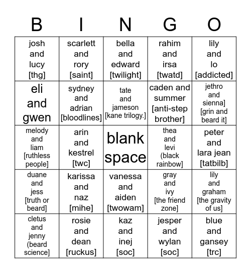 Rainbow Friends Bingo Card