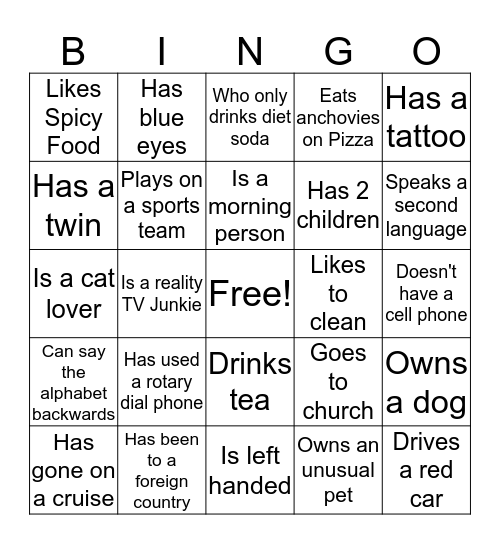 Find someone who Bingo Card