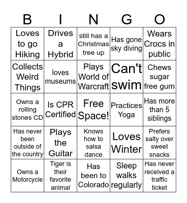 Find Someone Who Bingo Card