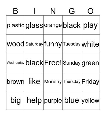 June 14th 2018 Sight Words Bingo Card