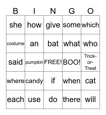 Halloween BINGO Card