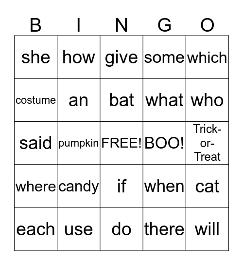 Halloween BINGO Card