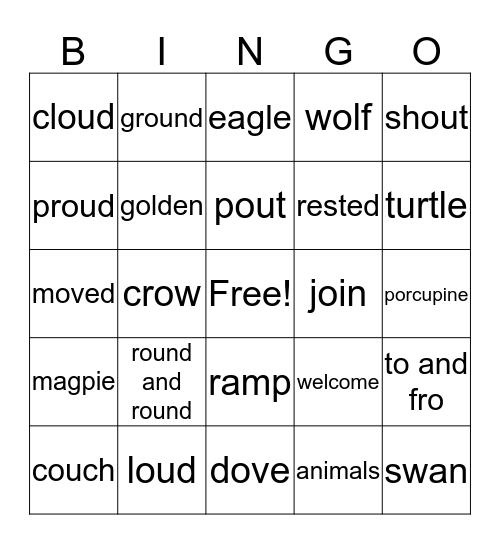 Unit 2: Our Playground Bingo Card