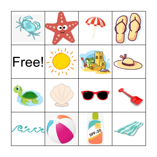 Beach Bingo Card