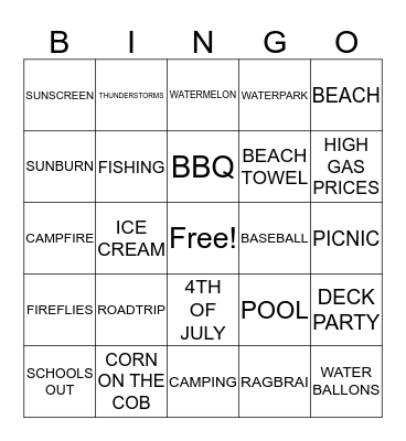 SUMMERTIME BINGO Card