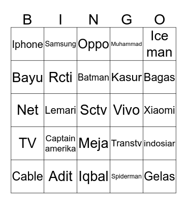 NADELA Bingo Card
