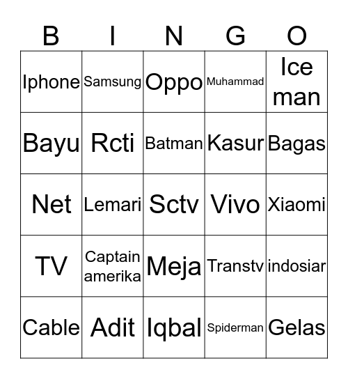 NADELA Bingo Card