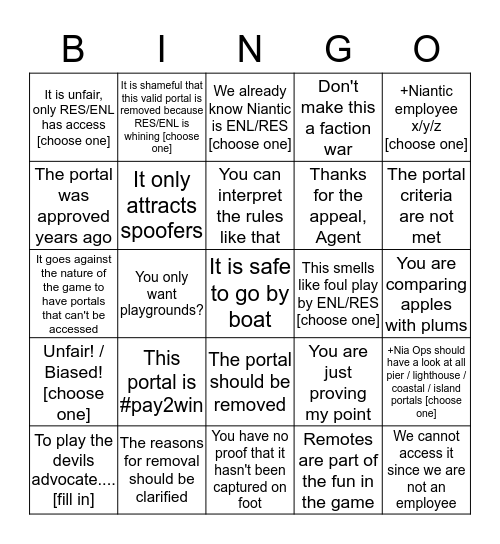 Coastal Portal Appeal Bingo (created by NIRN) Bingo Card