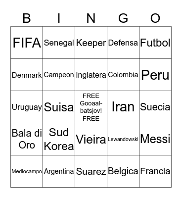 SVbingo Mundial 2018 Bingo Card