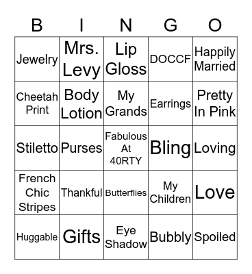 FABULOUS AT 40RTY Bingo Card