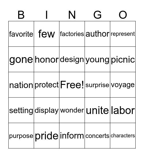 Why We Celebrate Holidays:  G1 U6 W5 Bingo Card