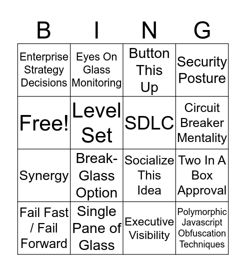 Management Lingo June 2018 Bingo Card