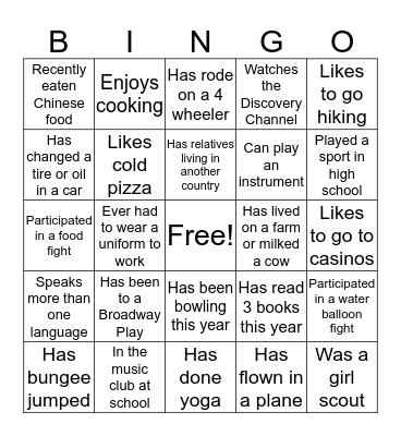 ERS Team Diversity Bingo Card