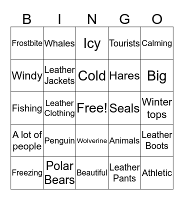Antarctica Bingo Card