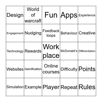 Gamification BINGO Card