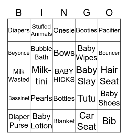 Baby Bingo Card