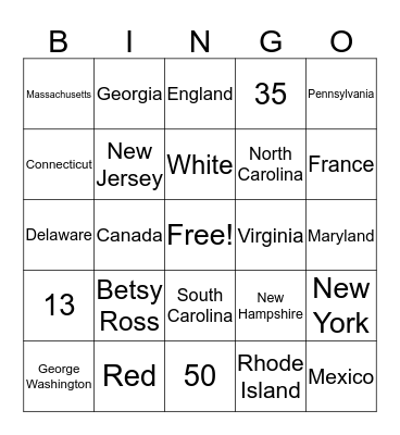 America Bingo Card