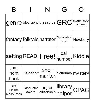 Library BINGO Card