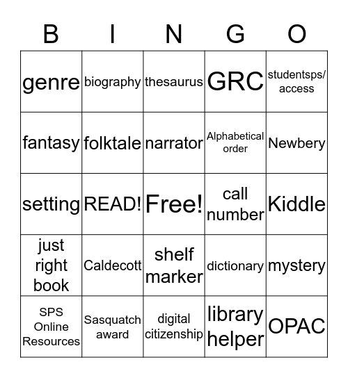 Library BINGO Card