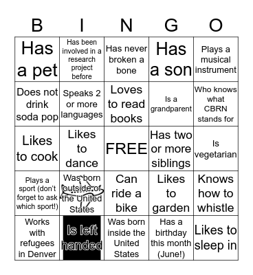 CBRN Bingo Card