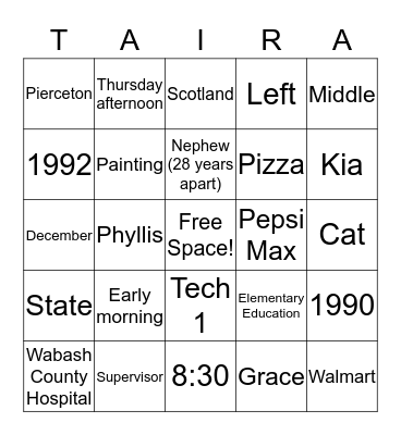 Happy 26th Anniversary! Bingo Card